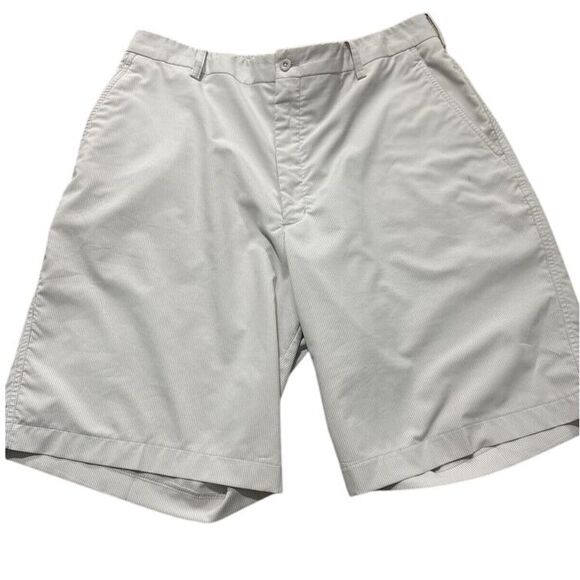 Nike Size 36 Men's Tan‎ & White Micro Stripe 256647 Fit Dry Golf Shorts - Picture 1 of 8